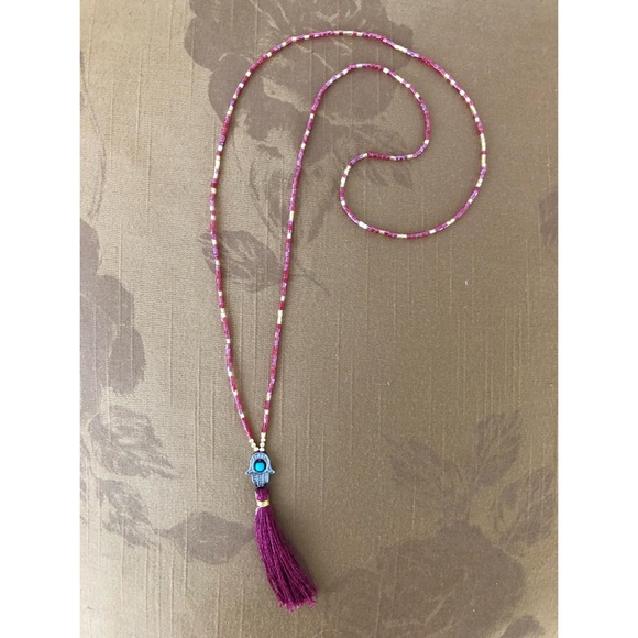 Hamsa beaded Necklace - Picture 3 of 3